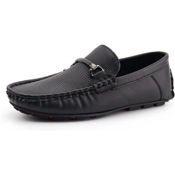 Kids Penny Loafer Casual Slip-On Moccasin Flats Boys Uniform School Black‎ Shoes - Picture 1 of 6